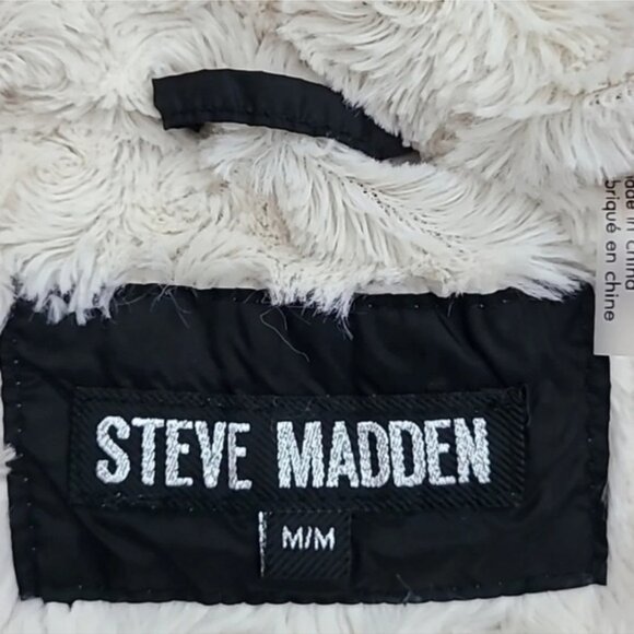 Steve Madden Black Glacier Shield Quilted Faux Fur Hooded Coat Parka Size M - Picture 7 of 12